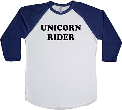 Unicorn Rider Unisex Baseball Long Sleeve Tee White-Navy Medium