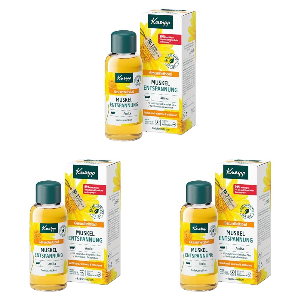 Kneipp Gesundheitsbad Muskel Entspannung - Badeöl mit wertvollem Extrakt der Arnika & ätherischen Ölen aus Cabreuva, Rosmarin & Pinus-Arten - belebt & tut gut nach körperlicher Anstrengung - 100ml
