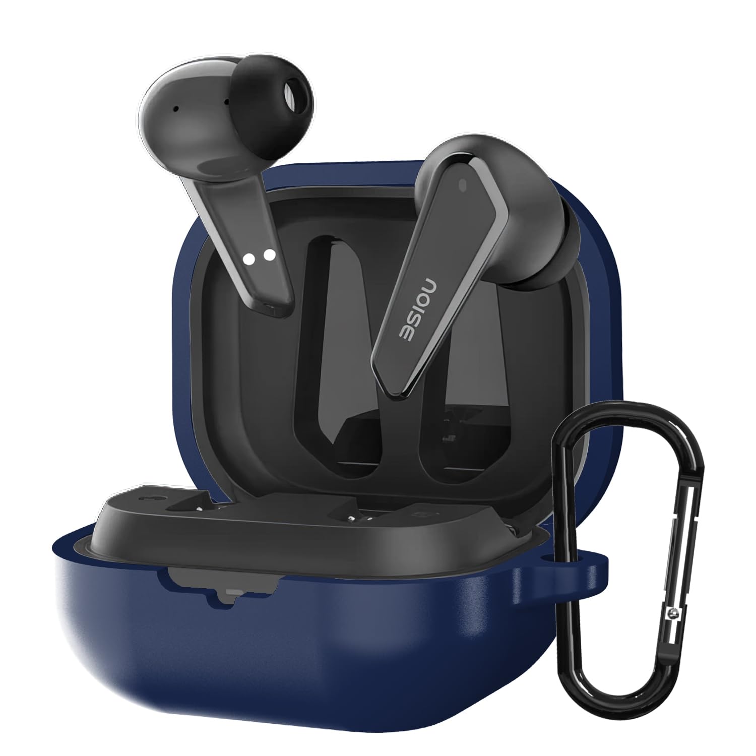 Sounce Silicone Case Cover for Noise Buds N1, Portable Non-Slip Grip & Scratch-Resistant Protector with Carabiner Clip Full Protection Water Resistant, Shockproof Cover - Blue