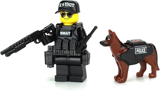 Battle Brick 1.6 Inches Tall Police K9 Tactical Assault Officer Collectible Minifigure | Genuine Minifig | Packaged in The USA | Great Gift for Ages 8+ to Adult AFOL