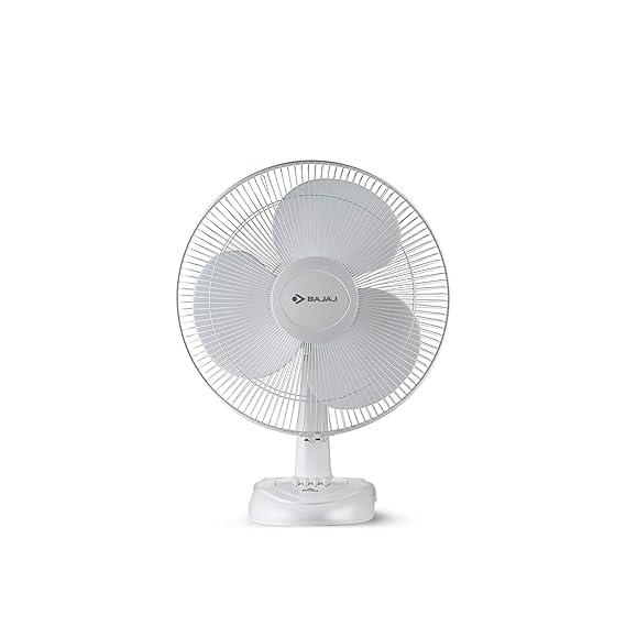Bajaj Esteem 400 MM Table Fan | Table Fan For Kitchen & Home | High Air Thrust | High Speed | Overload Thermal Protection | Full Copper Motor | Silent Operation | 1-Yr Warranty 【White】
