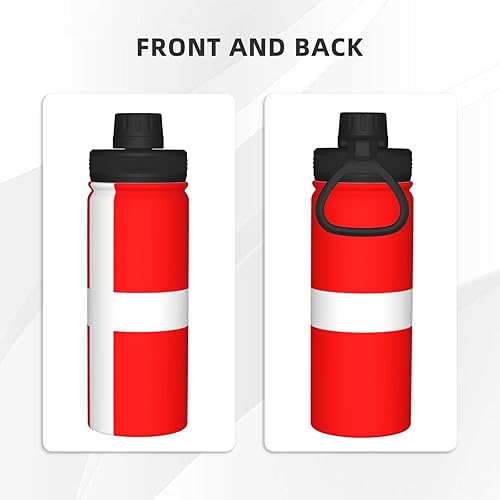 Miniatura 3 de Hervidor de acero inoxidable aislado con bandera danesa de Dinamarca  Botella de agua divertida con impresión aislada  Ideal para deportes y viajes