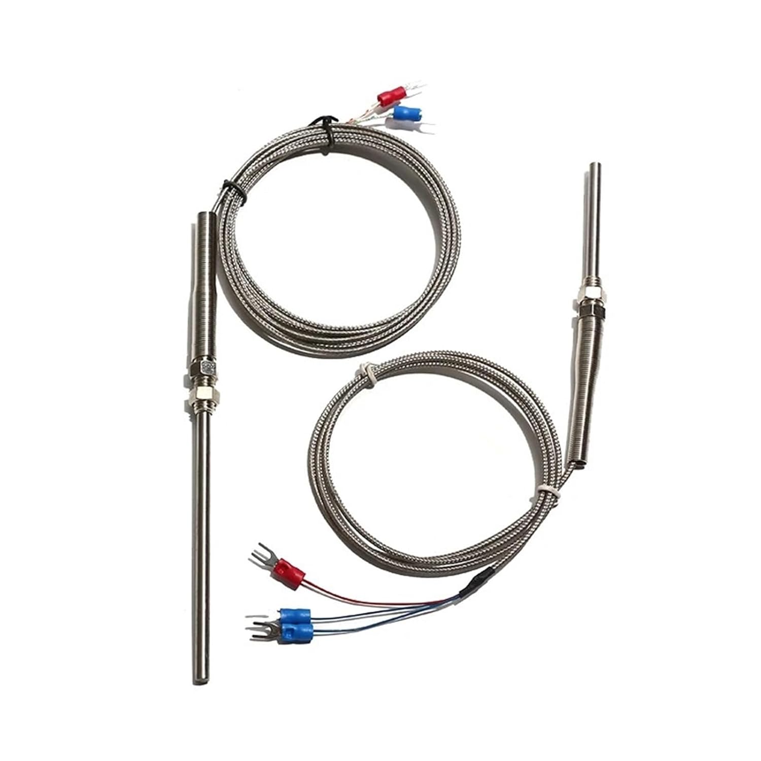 M8 Thread Temperature Sensor Thermocouple PT100 Type K 1M Wire Stainless Steel Tubular Probe 5x30/50/100/150/200MM 1Pcs(K Type M8x1.25mm,Cable Length 1M_Probe 5X100MM (DXL))