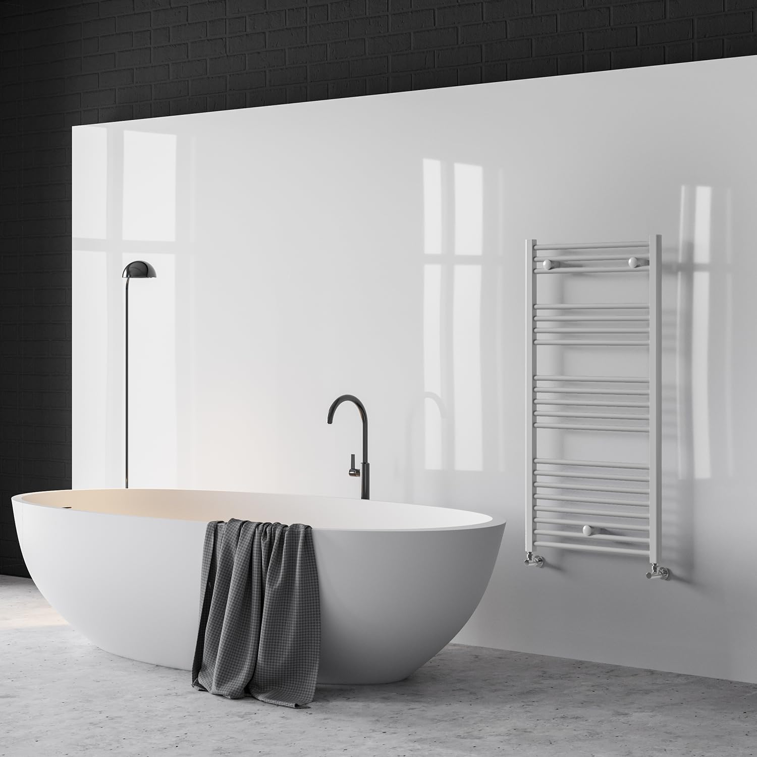 facula - Radiador Toallero DE Agua Ocean Blanco 1188x550mm | (NO Eléctrico) | 3 Soportes + purgador | Conexiones 3x1/2