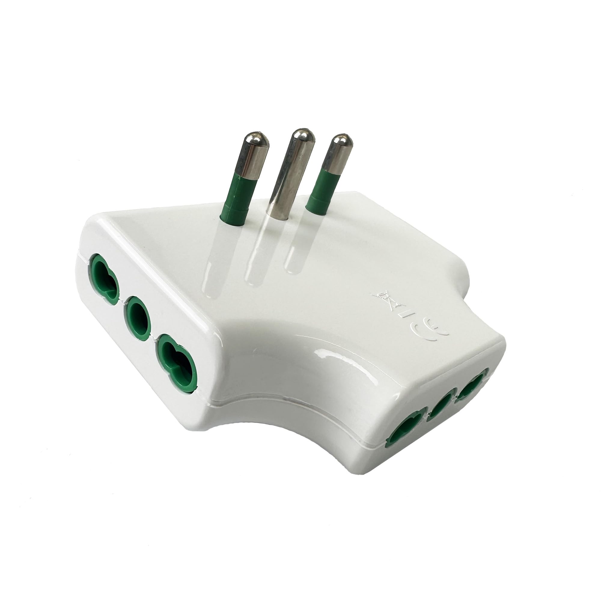 FANTON Adattatore salvaspazio da spina grande 16A a 3 spine bipasso 10A/16A, colore bianco