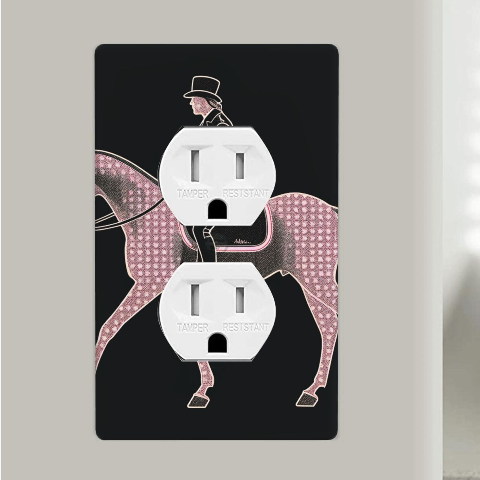 Fodpand Dressage Dressage Rider Horse Duplex Receptacle Outlet Covers, 1-Gang Standard Size Wall Plates Unbreakable Polycarbonate Electrical Switchplate Cover Faceplate For Bathroom Kitchen Decor