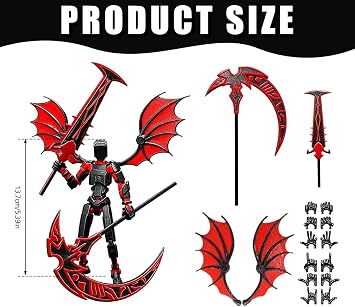 T13 Action Figure - 3D Printed Titan 13 Dummy (Assembled) Multi-Jointed Movable Robot with Weapons & Hands Desktop Decorations Stop Motion Figures for Game Lovers Perfect For Display Birthday