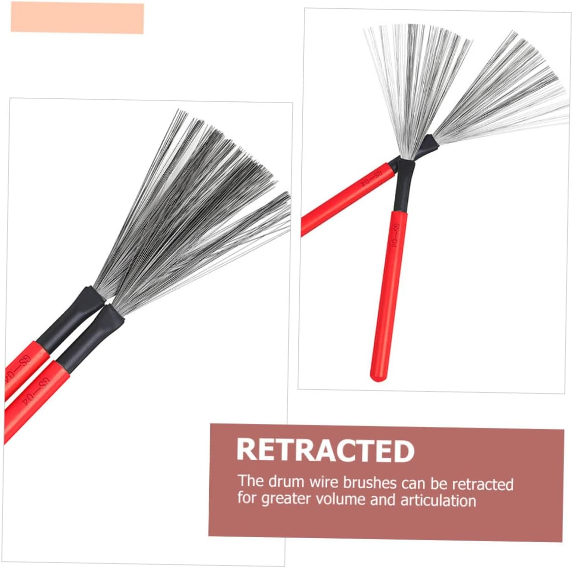 ibasenice 6pcs Wooden Handle Drum Brushes Portable Steel Wire Percussion Brushes for Jazz Drums for Beginners and Youth Bands Compact Design for Easy Storage