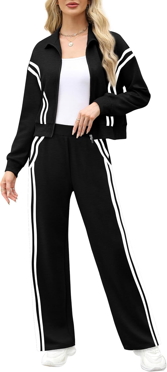 XIEERDUO Lounge Sets for Women 2025 Sweatsuit 2 Piece Outfits Sweatshirt Wide Leg Sweatpant Tracksuit Matching Set - Image 2
