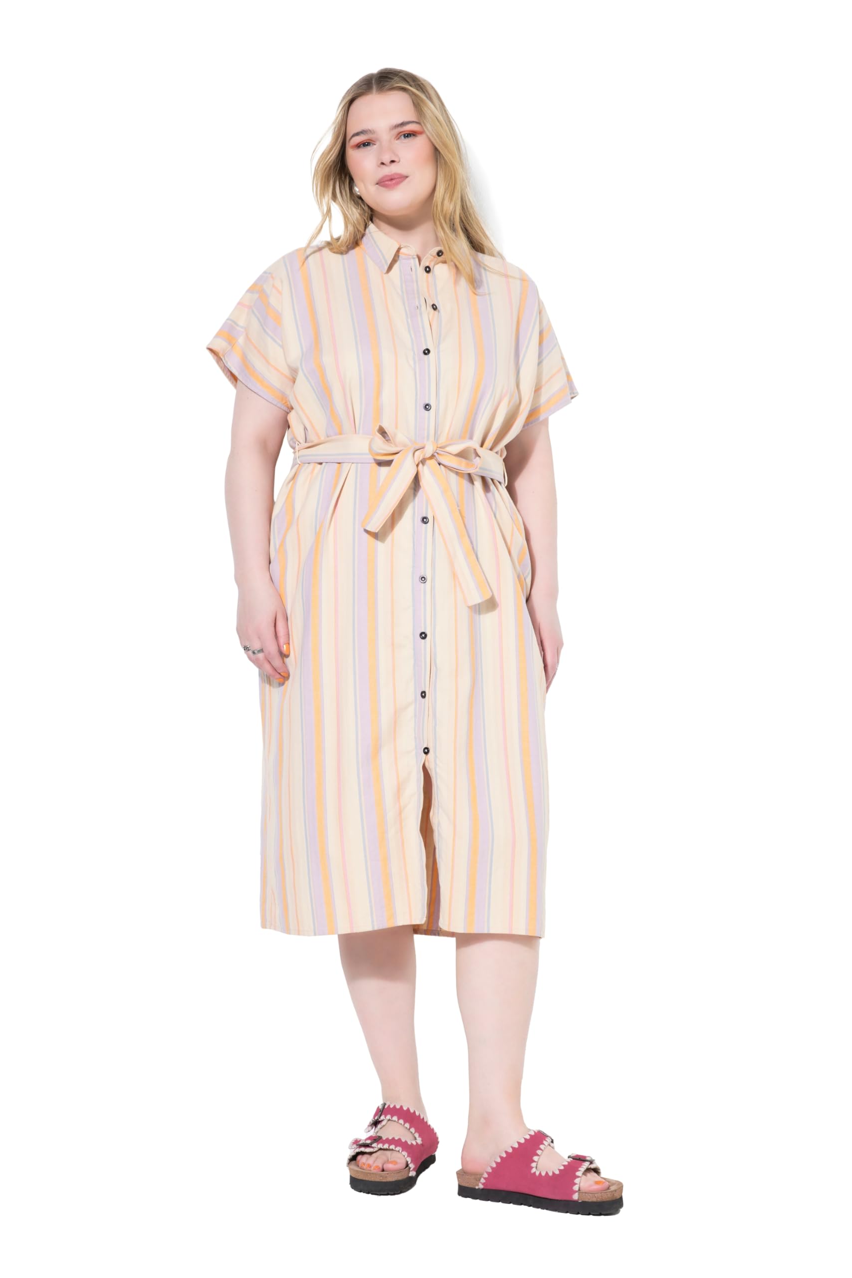 Studio Untold Damen große Größen Übergrößen Plus Size Midikleid, Hemdblusenkleid, Streifen 841538