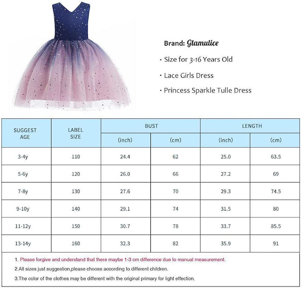 Glamulice Lace Girls Wedding Dress Embroidered Flower Princess Sparkle Tulle Birthday Party Dresses 2-16Y: Clothing, Shoes & Jewelry