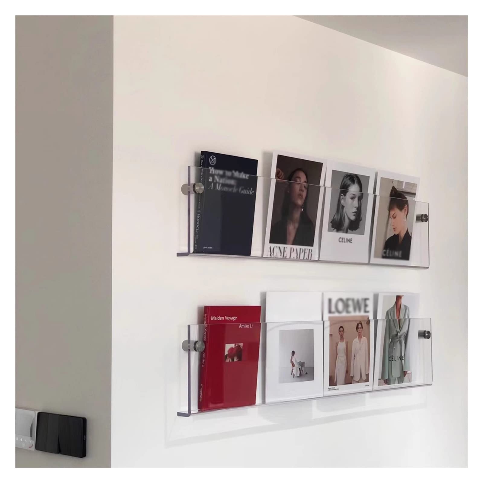 Zeitschriftenhalter aus transparentem Acryl, 2er-Set, Prospektständer zur Wandmontage, Regal zur Literaturaufbewahrung für Wartezimmer, Wohnbereich, Büro, 15,7 Zoll Länge