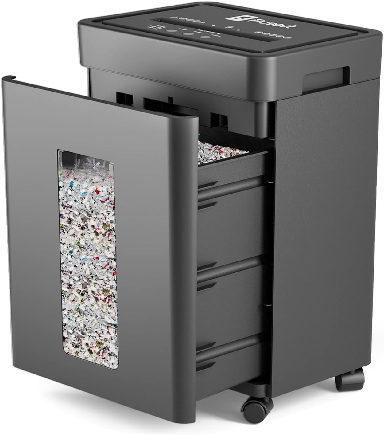 Heavy Duty Paper Shredder Micro-Cut High Security Level P-4/12 Sheets 10-Minutes Running Time/AUTO Reverse/ 5.3-Gallon Pull Out Bin, Anti-Jam & Quiet Shredder for Office Home