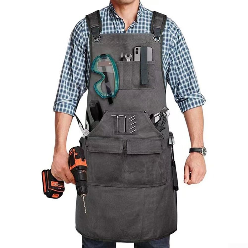 Delantal de soldadura resistente, lona gruesa, equipo de taller, almacenamiento de herramientas con múltiples bolsillos, ropa encerada para herrero, carpintería