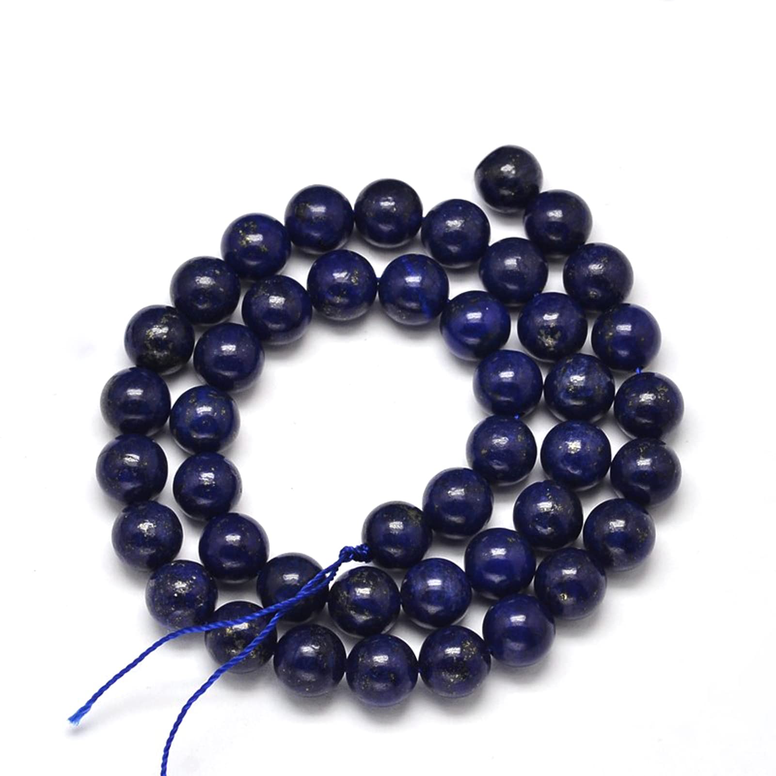 Cheriswelry 10 sznurków naturalne Lapis Lazuli koraliki sznur 10 mm barwiony kamień szlachetny okrągły dystans luźne koraliki do biżuterii naszyjnik bransoletka kolczyki
