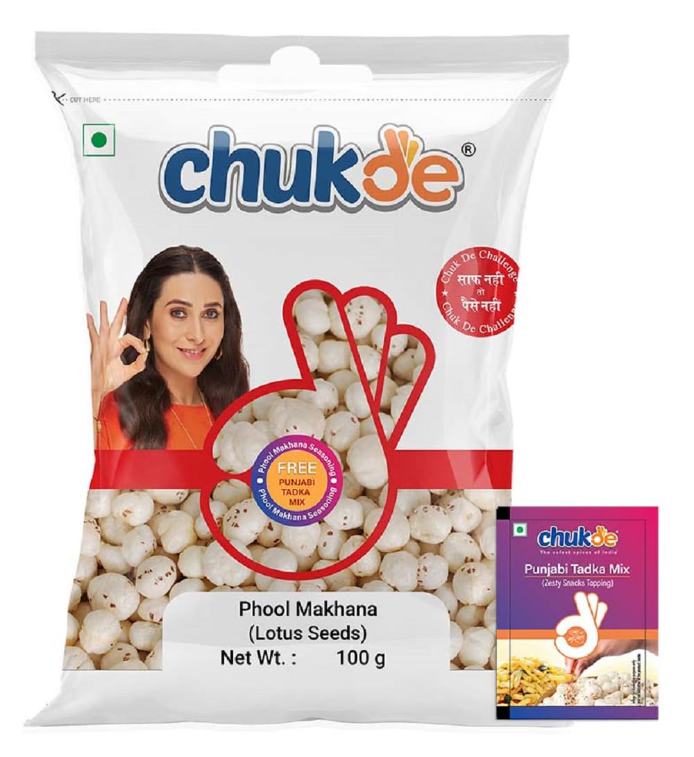 Chukde - Phool Makhana 100 Gram With Panjabi Tadka Seasoning - Fox Nuts - Lotus Seeds - Low Calorie, Rich in Protein & Antioxidants - Heart Healthy Snack - Ideal for Sabzi, Kheer, Pilaf, and Curries. (B01FNX00ZS) Amazon Price History, Amazon Price Tracker
