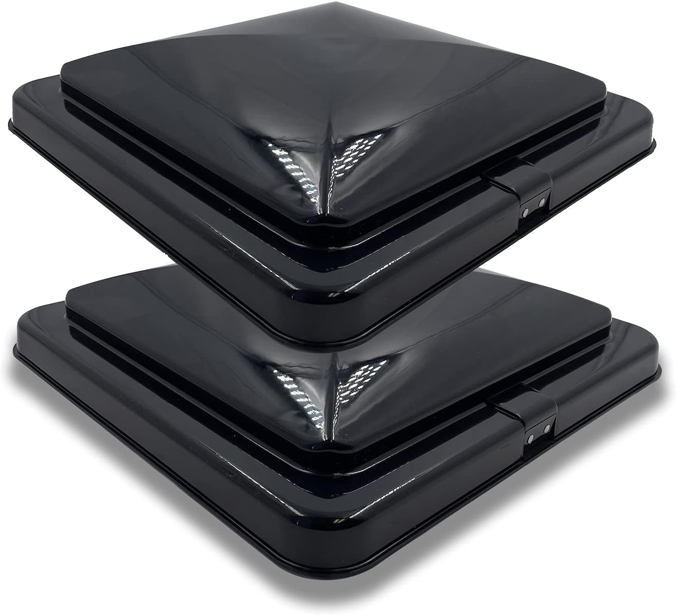 HTTMT- 2Pcs Black 14" x 14" Replacement Impact-Resistant Motorhome RV Roof Vent Lid Cover Camper RV Trailer Fresh Air Ventilation Wind [P/N: ET-CAR-FIX018A X2-BK]