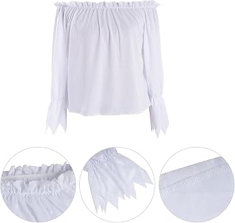Pirate Costume for Women Adult Pirate Accessories Halloween Renaissance Costumes Outfit with White Shirt Skirt Vest Belt Headscarf for Women Girl