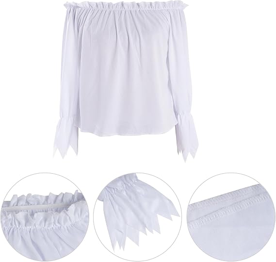 Pirate Costume for Women Adult Pirate Accessories Halloween Renaissance Costumes Outfit with White Shirt Skirt Vest Belt Headscarf for Women Girl