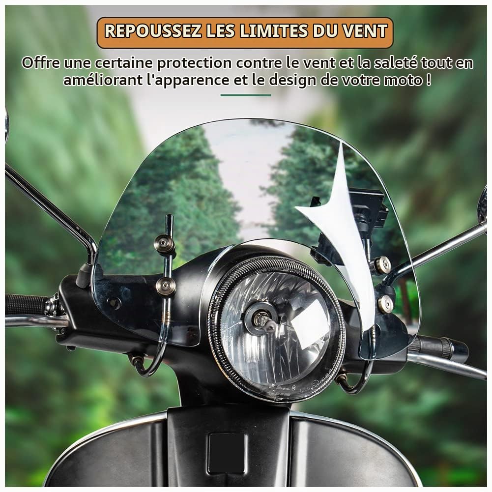 Scooter Pare-Brise Pare-Brise Flyscreen Déflecteurs Visière pour Vespa Primvera 50 125 150 Primavera50 Primavera125 2017 2018 2019 2020 2021 2022 Sport Vélos Pare-Vent (Écran légèrement fumé-court)