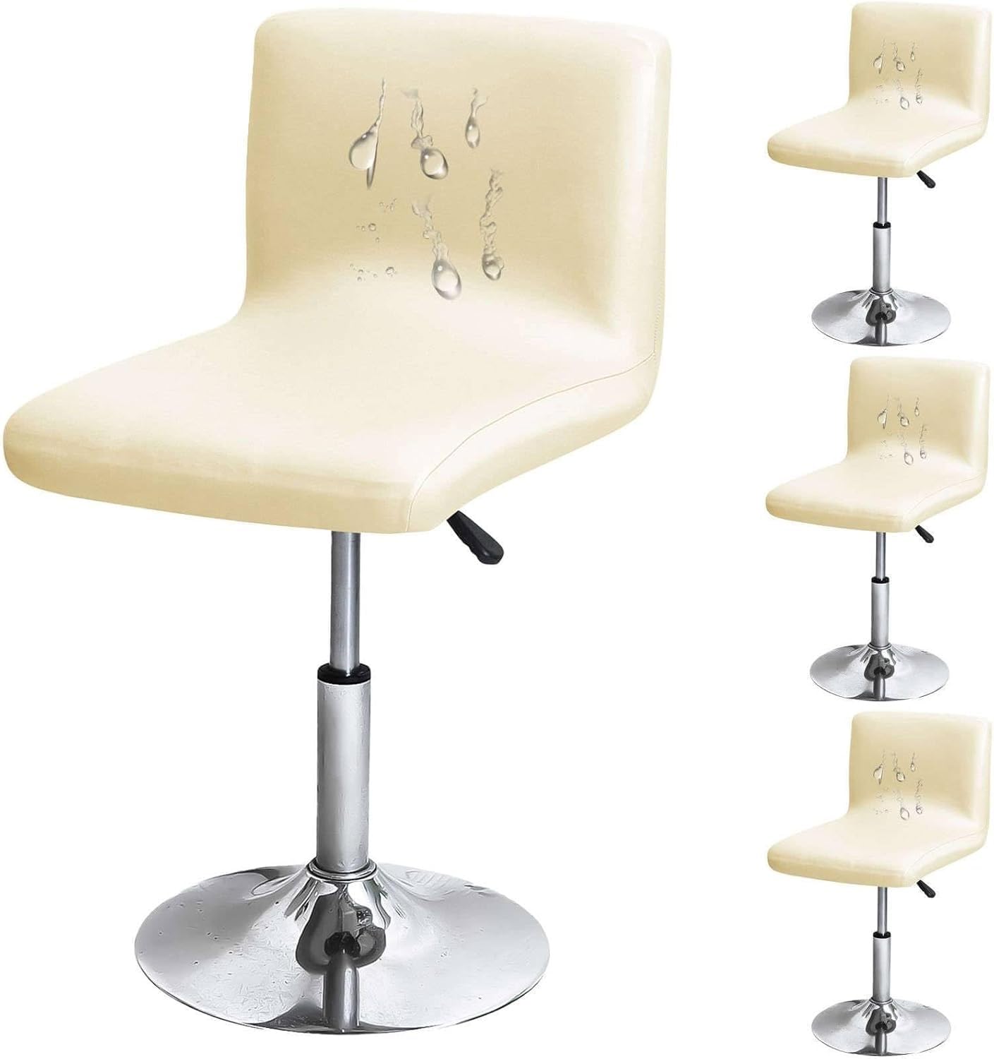 Housse simili cuir pour tabouret de bar extensible de salon beige