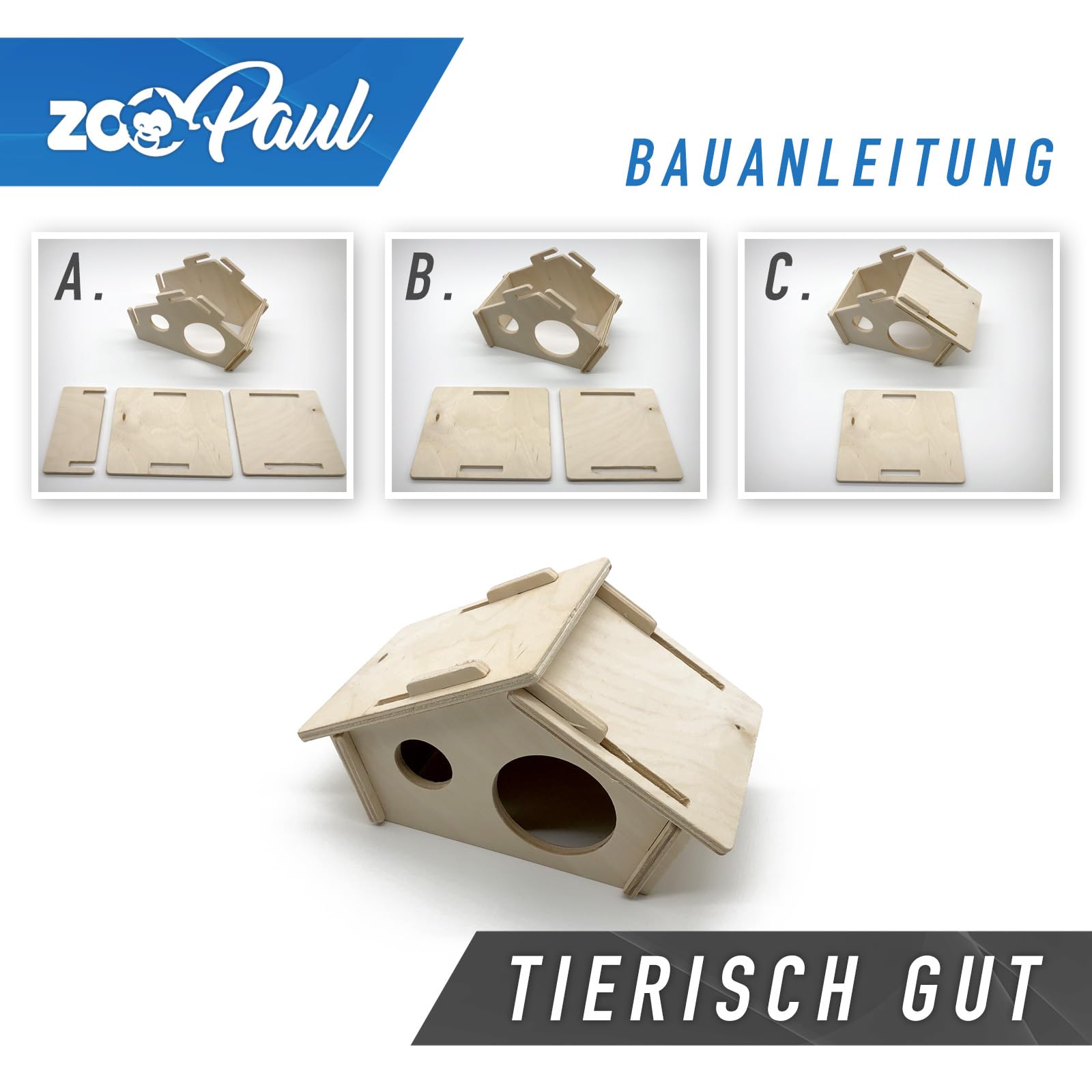 Großer Hamsterkäfig für Nagetiere mit Holzhaus ca. 80 cm Hochwertig mit Holz Zubehör Nagerkäfig für Kleintiere wie Hamster, Schwarz, 78 x 48 x 36 cm