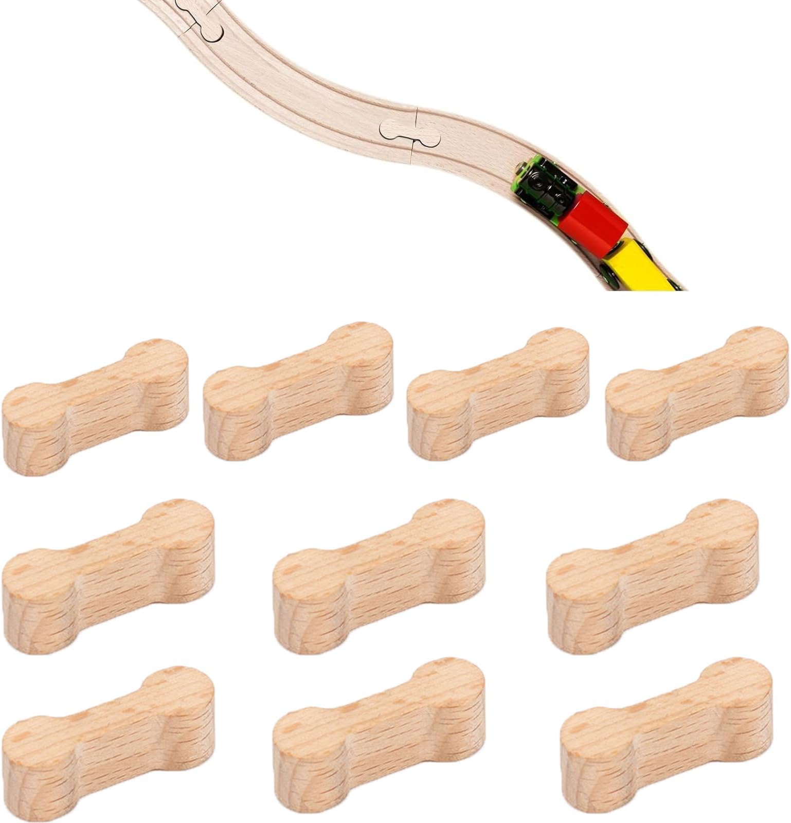 NHCDFA 10 Pcs Train Track Accessories - Wooden Railway Compatible with Most Major Brands