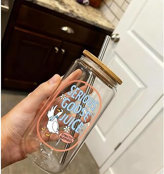 Funny Serious Goose Glass Cup for Women Nurse Teacher Sister Friends Wife Mom Coworkers, Cute Serious Goose Juice Goose Cup Birthday Gifts for Goose Lovers, Fun Gag Goose Cup Animal Gift