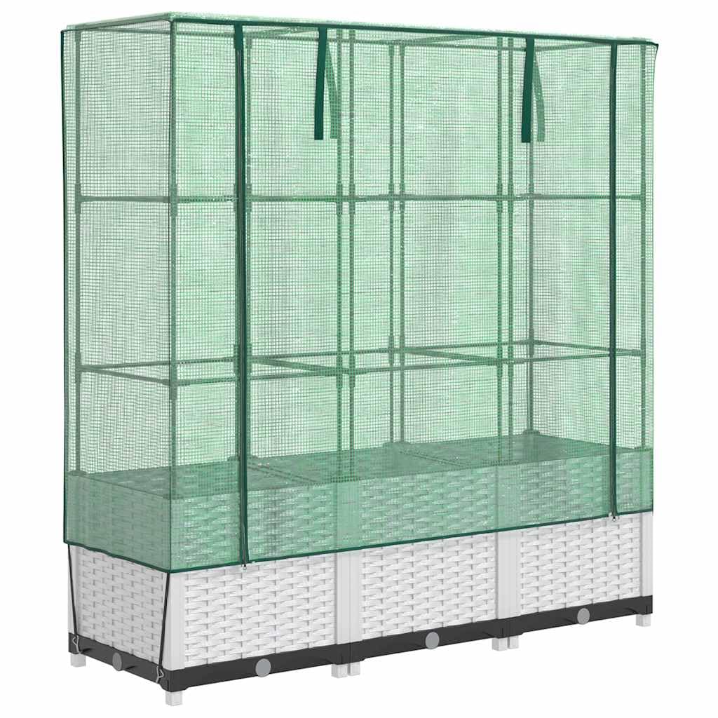 vidaXL Raised Bed with Greenhouse Cover Rattan Look 120x40x138 cm — image 1