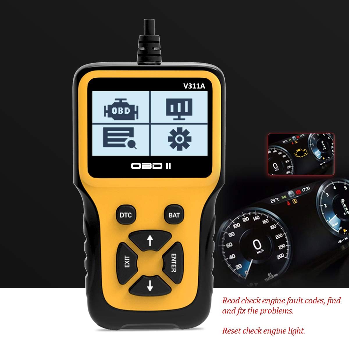 Veepeak OBD2 Scanner Car Check Engine Code Reader Tool Reset Wired Diagnostic CAN Scan with Live Sensor Data and Smog Check Compatible with Universal 1996 and Newer Vehicles
