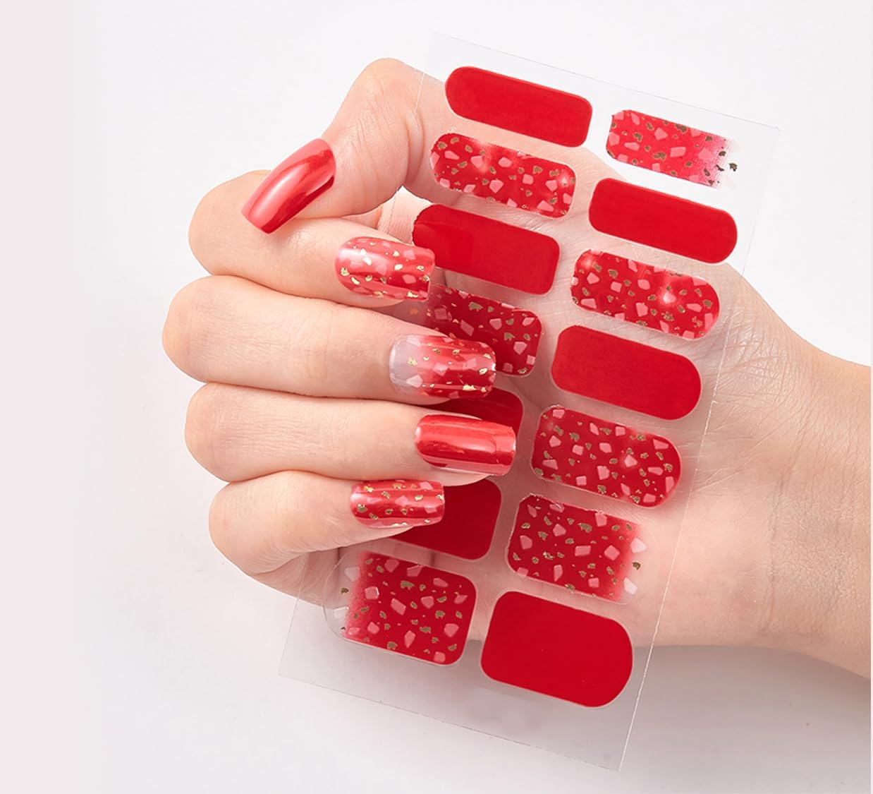 3D Nails Stickers for Women, Girls, Female & Kids Waterproof Nail Art Glittery Luxury Extension Peel Off Self-Adhesive DIY Nails Stickers 14 Tips KSD-129