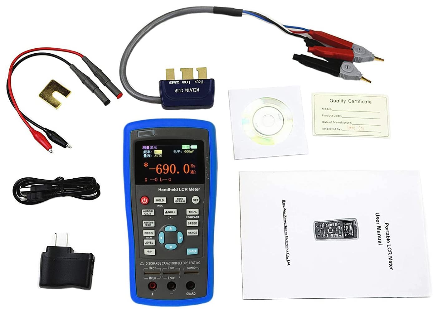 Continuously Adjustable LCR Meter Capacitance Meter Inductance Resistance Capacitance Tester with Testing Frequency 100Hz-100KHz Continuously Adjustable A Step of 1 Hz Accuracy 0.2%