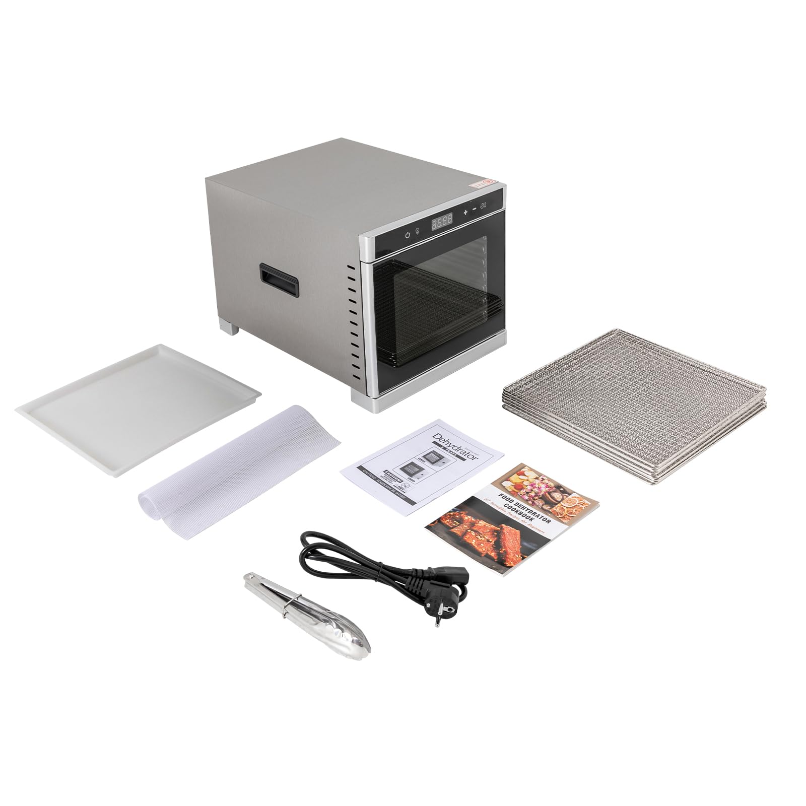Deshidratador de alimentos de acero inoxidable de 8 pisos con pantalla táctil LCD, 700 W, secador de frutas con temporizador y regulación de temperatura para familias, jardineros, deportistas