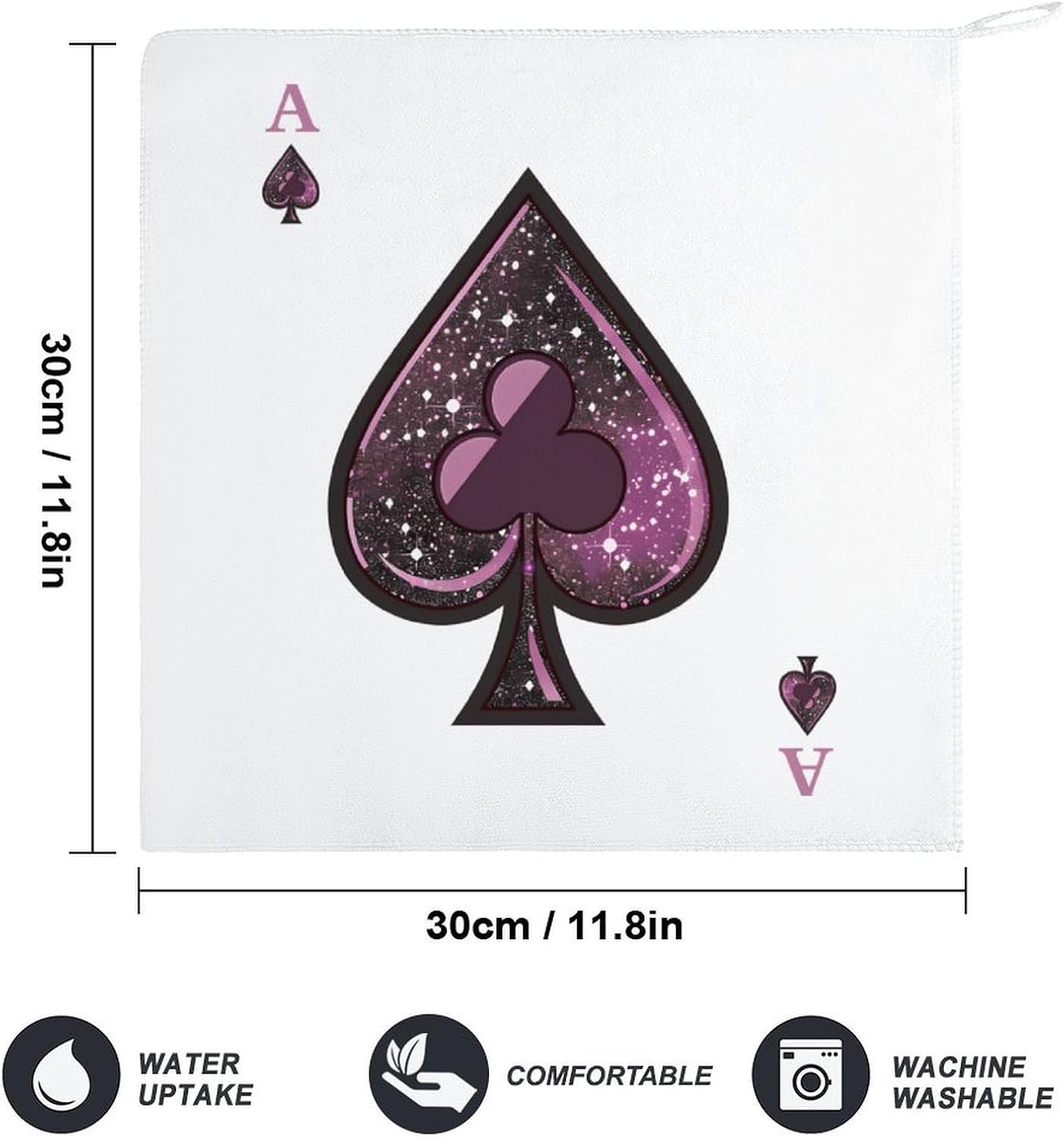 Aceses Playing Poker Card Microfiber Hand Towels for Bathroom Soft Absorbent Bath Kitchen Towel with Hanging Loop 4PCS