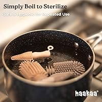 Vista 6 de Haakaa Kit de Cepillos de Limpieza de Silicona – Cepillos de Limpieza Domésticos para Botellas y Hendiduras – Silicona de Grado Alimentario: Apto