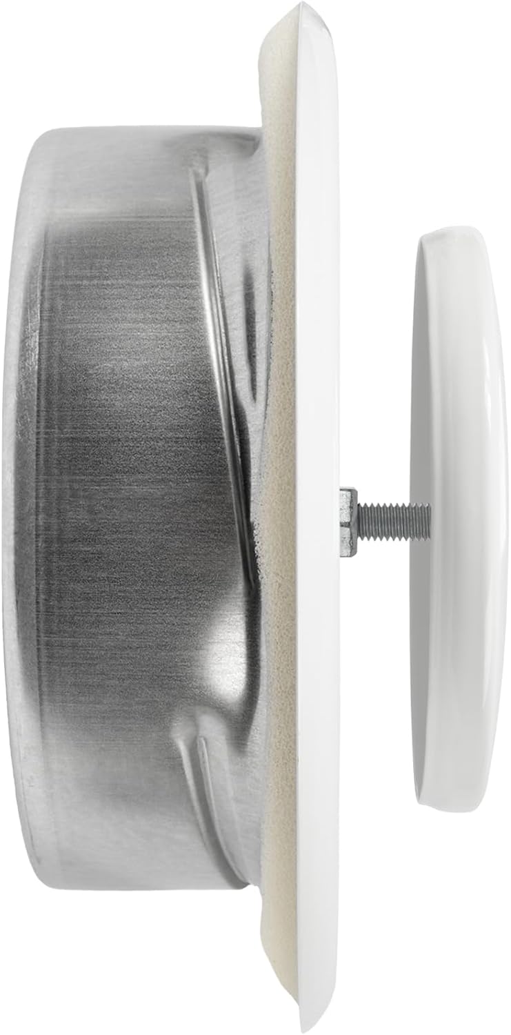 Vent Systems 6" Inch White Metal Adjustable Diffuser - Round Air Exhaust Vent Cover for Wall, Ceiling Duct - Inline Register Air Vent Deflector - Heat or Cooling Ventilation - Indoor Ducting Grille