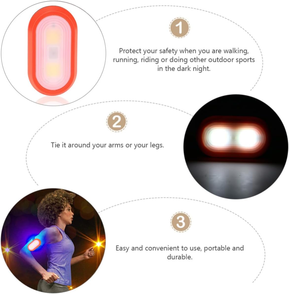 NOLITOY LED Clip Light Waterproof 2pcs for Night Running and Walking | Abs Body, Red and Blue Color Options, Non-skid Design, without Battery