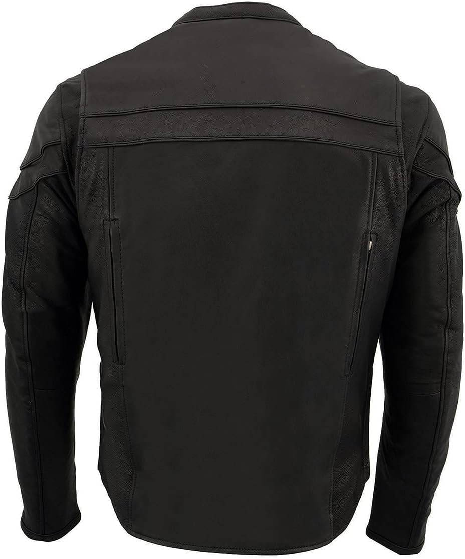 Milwaukee Leather MLM1525 Men's ‘Crossover’ Black Leather Lightweight MC Jacket