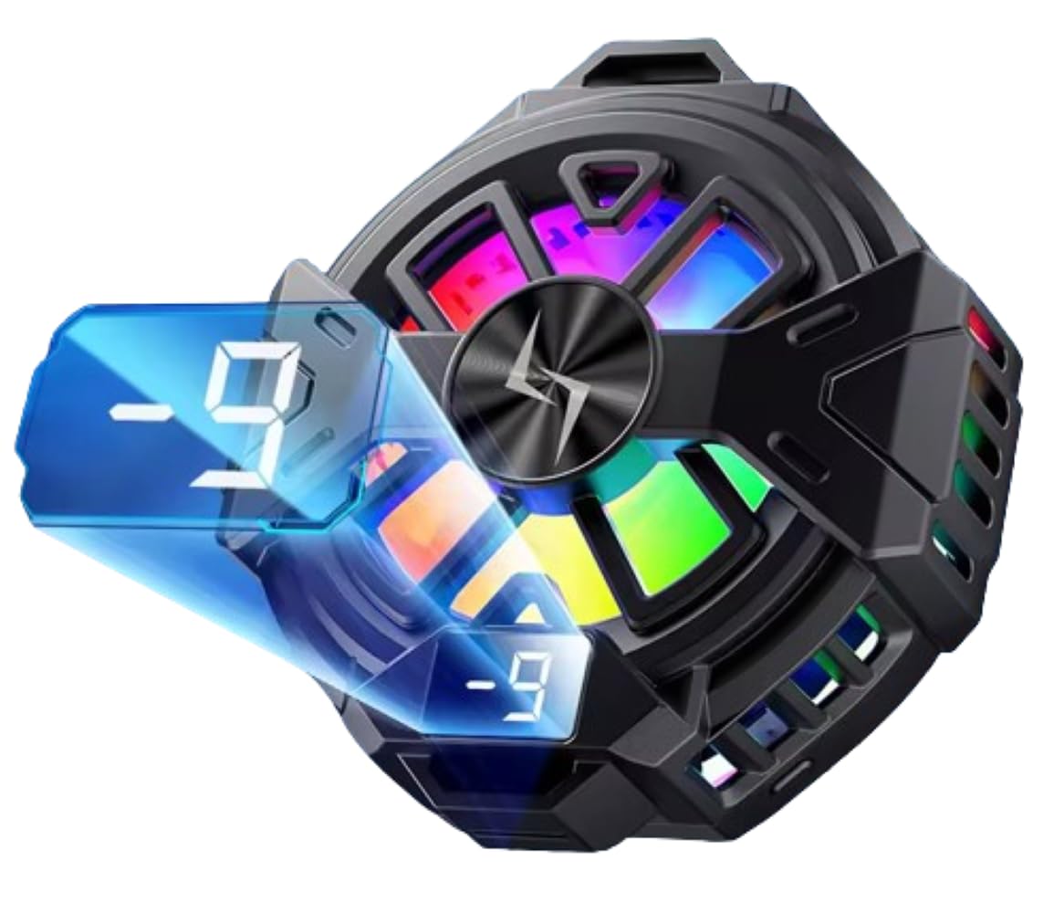 Cubonic P series Magnetic Mobile Cooling Fan Radiator Semiconductor with LED Light & Retractable Mobile Holding Clip (p60 with display)-image-1
