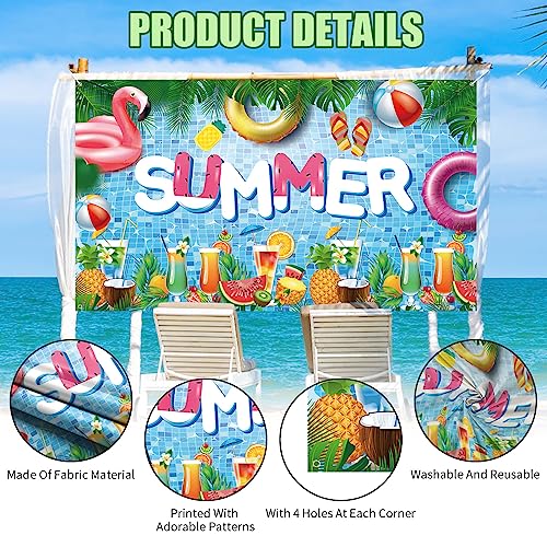 Summer Decorations Banner, Hawaii Party Decoration Backdrop Banner, Hawaiian Pool Party Banner Photo Booth Sign Tropical Party Decorations Pool Banner Background for Summer Theme Party Supplies - Image 3
