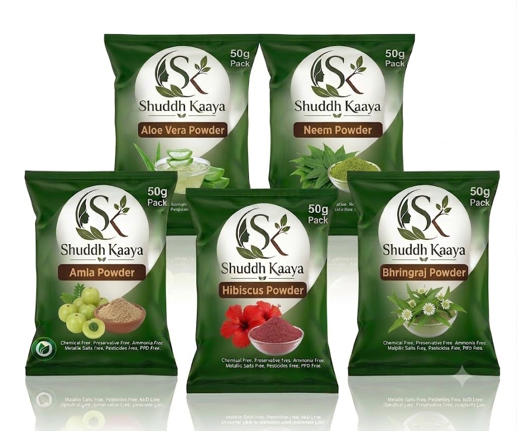 Organic Hair Care Combo Pack - Aloe Vera, Neem, Amla, Hibiscus & Bhringraj Powder (50g Each - Net 250g) | 100% Pure Natural Hair Growth, Anti-Hairfall & Anti-Dandruff Kit | Chemical Free & Preservative Free-image-13