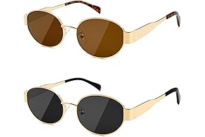 2 Pairs Polarized Gold TSKESTVY Retro Oval Sunglasses for Women Fashion Summer...