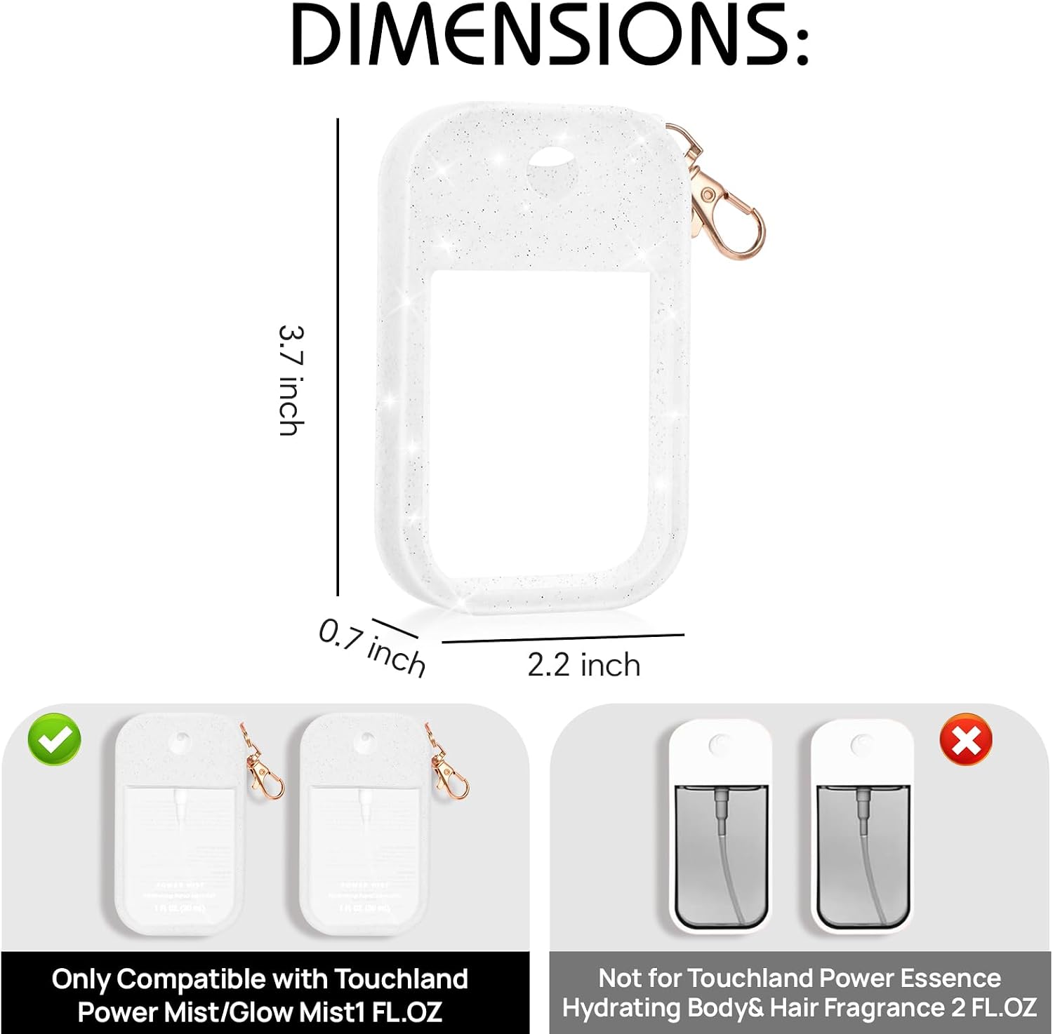 Silicone Case Compatible with Touchland Hand Sanitizer Spray, Protective Case for Spray 1FL. OZ (Sparkling White(1PCS)) image 3