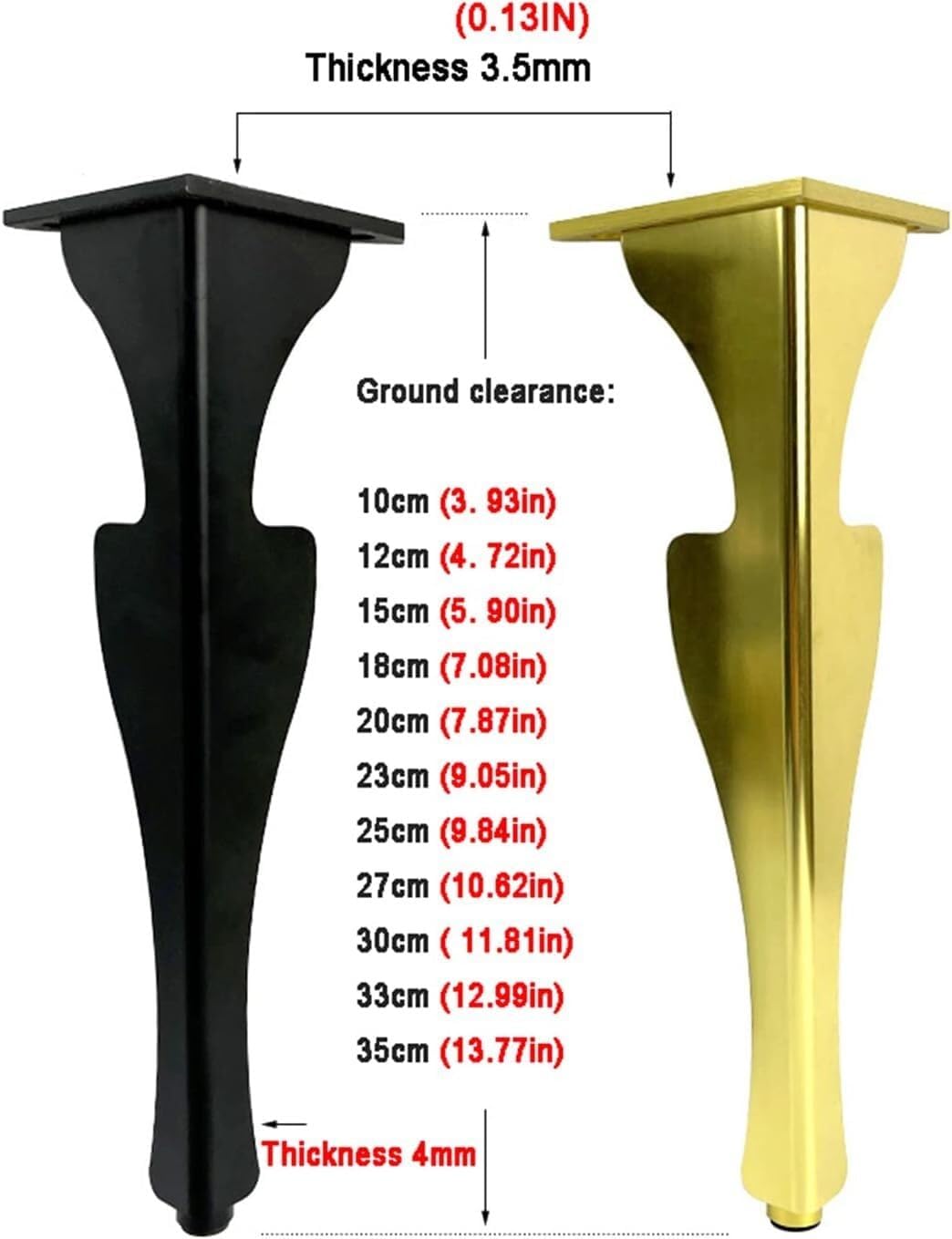 Metal Heavy Duty Furniture Legs, Aluminum Upholstered Table Legs for Side Tables, TV Cabinets and Cabinets with Screws(Gold,10cm(3.93in))