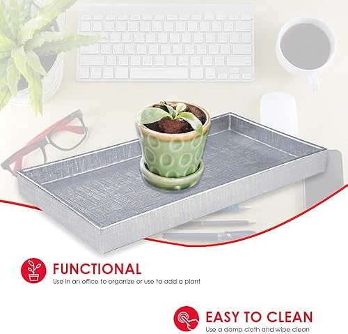 Miniatura 2 de Home Basics Bandeja de tocador para maquillaje, joyas, perfumes, cosméticos, organizador de baño (horizontal, tejido metálico)