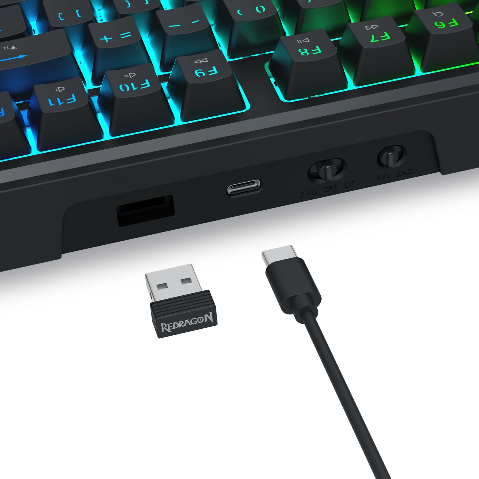 Redragon K762 Teclado Gasket Inalámbrico Pantalla TFT 1.14 104 Teclas | 5 Capas Amortiguamiento Teclas PBT Redondas Interruptor Lineal Perilla Control