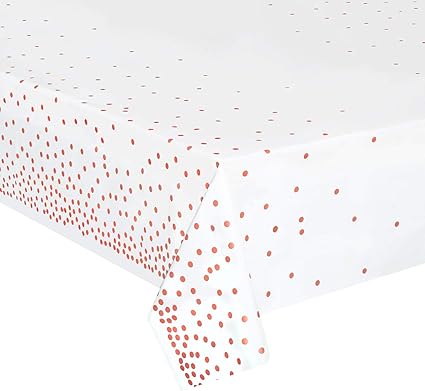 4 Pack Plastic Tablecloths for Rectangle Tables, Waterproof Disposable Party Table Cloths with Rose Gold Dot, Table Covers for Decorations, Baby Shower, Birthday, Valentines Day Mothers