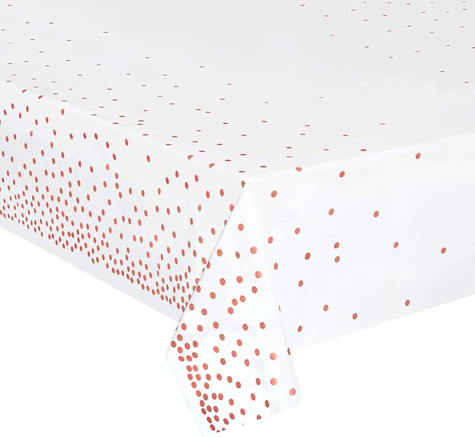 4 Pack Plastic Tablecloths for Rectangle Tables, Waterproof Disposable Party Table Cloths with Rose Gold Dot, Table Covers for Decorations, Baby Shower, Birthday, Valentines Day Mothers