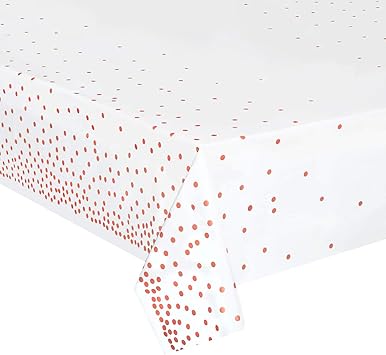 4 Pack Plastic Tablecloths for Rectangle Tables, Waterproof Disposable Party Table Cloths with Rose Gold Dot, Table Covers for Decorations, Baby Shower, Birthday, Valentines Day Mothers