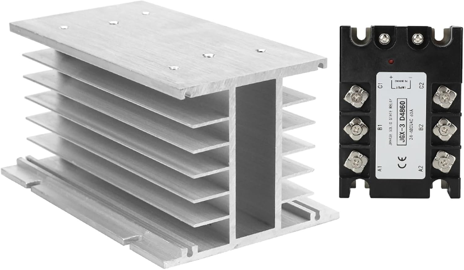 CE Approval 60A 80A 100A 120A DC-AC 3 Phase Solid State Relay SSR Module+Matched Radiator Input 3-32VDC Output 24-480VAC(100A with Radiator)